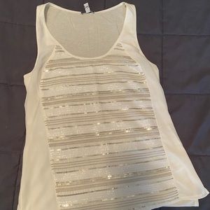 Express Sequin Tank white XS
